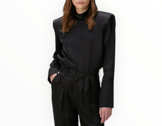 Anine Bing High Neck Blouse - Black- Size M