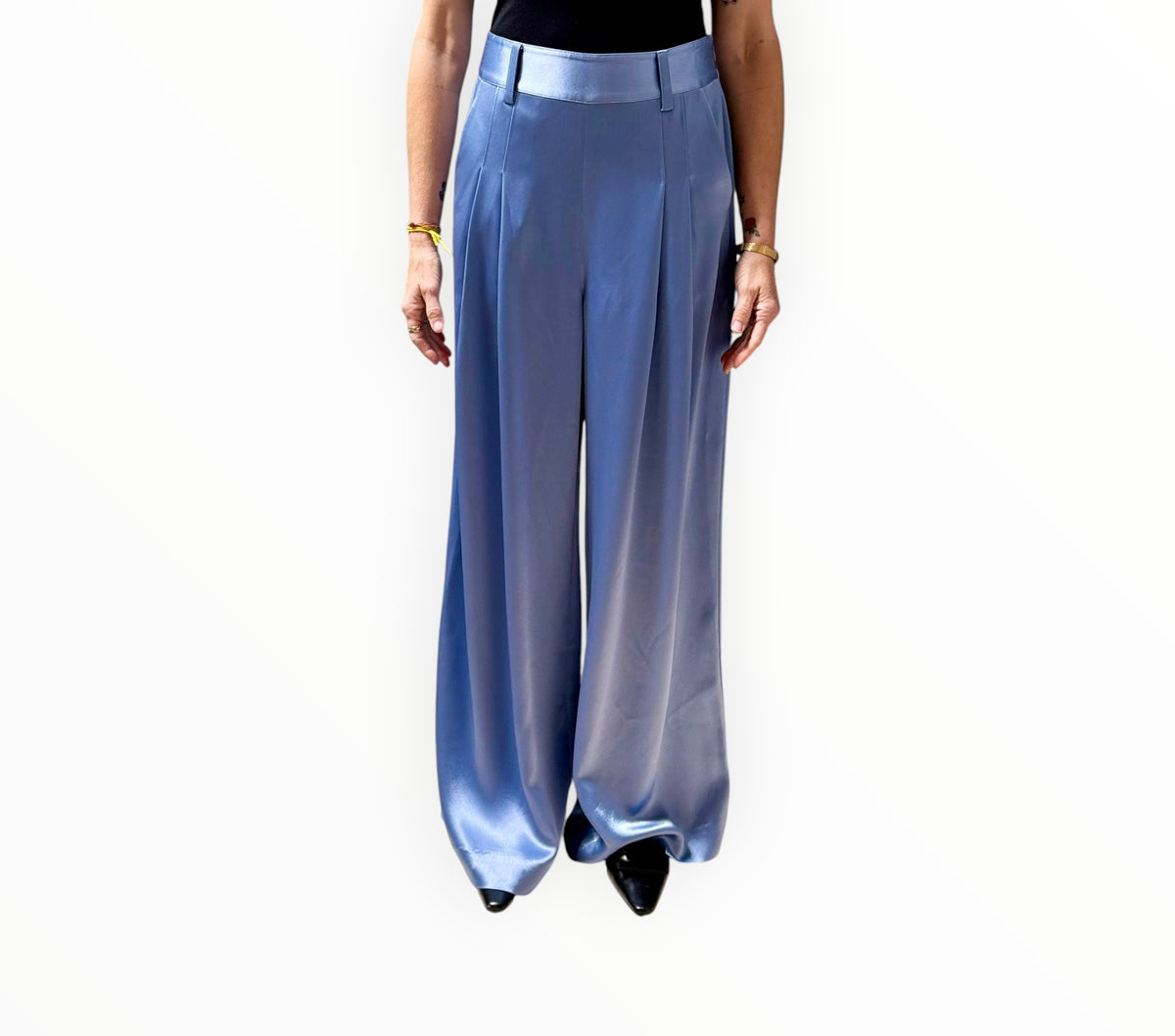 RT006241 - Cinq A Sept Satin Jacket + Pants- Deep Sky - Size AU8