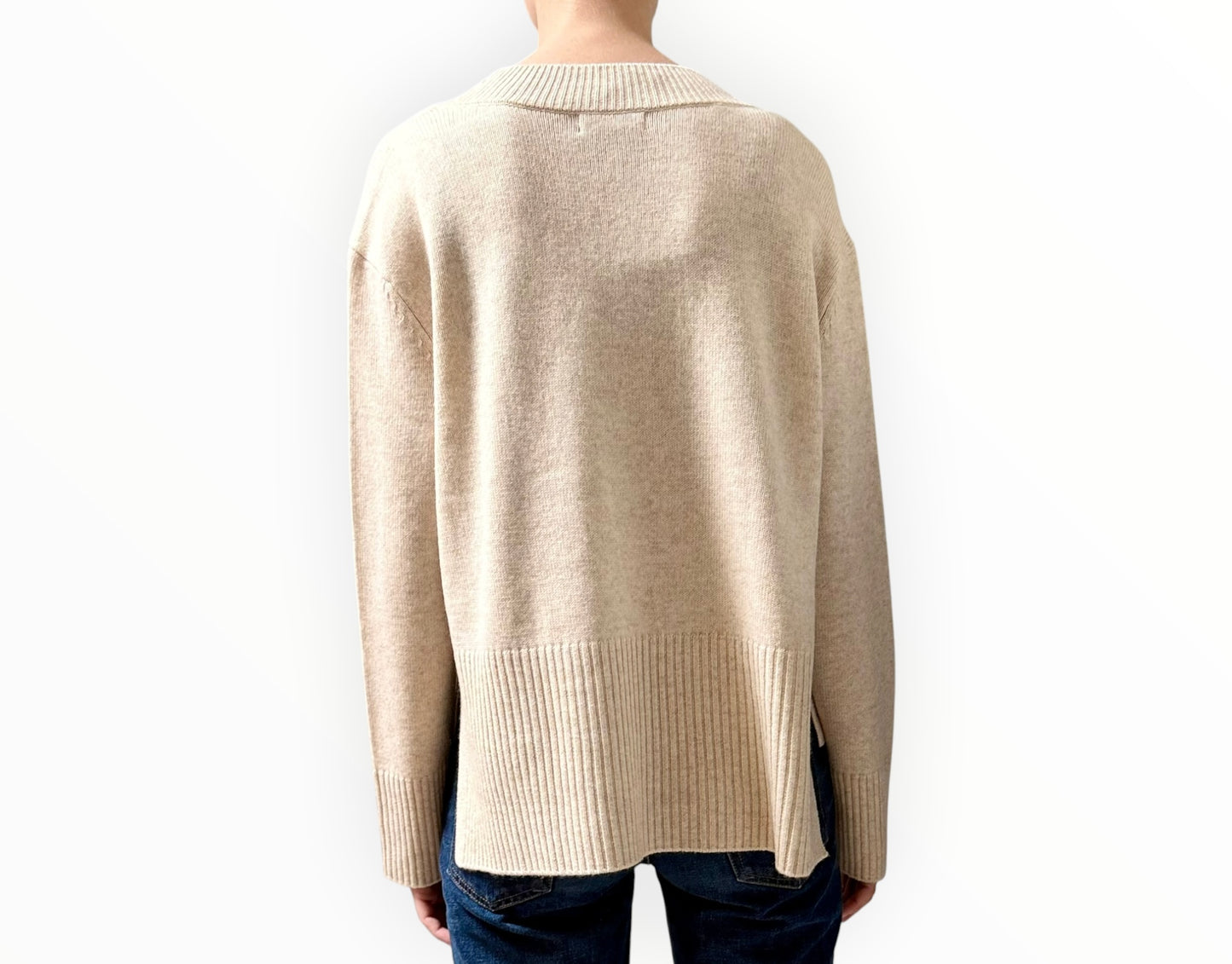 Aleger Classics V Neck Jumper - Oatmeal - Size S