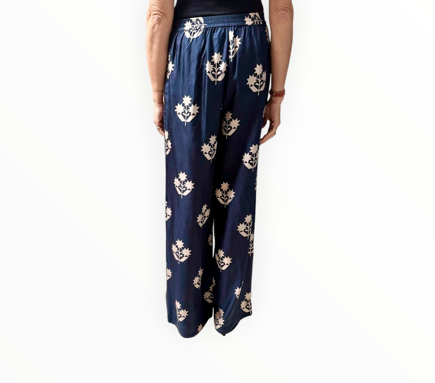 Oroton Graphic Print Pants - Navy/Cream - Size 8