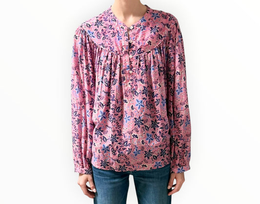 RT006568 - Xirena Cotton Silk Printed Shirt - Pink - Size M