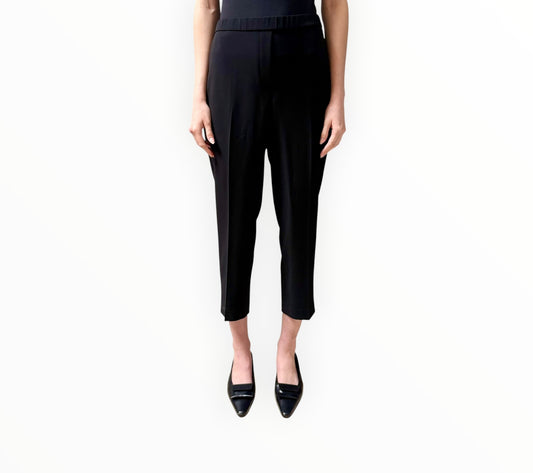 Theory Flat Front 1/2 Back Elastic Pants - Black - Size AU14