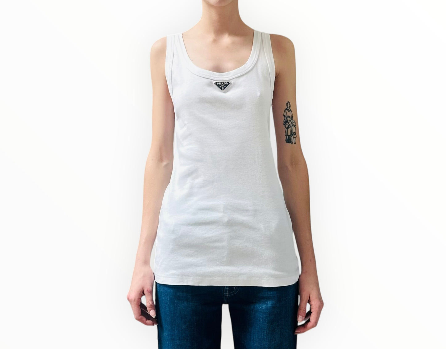 Prada Singlet with Metal Logo - White - Size 38