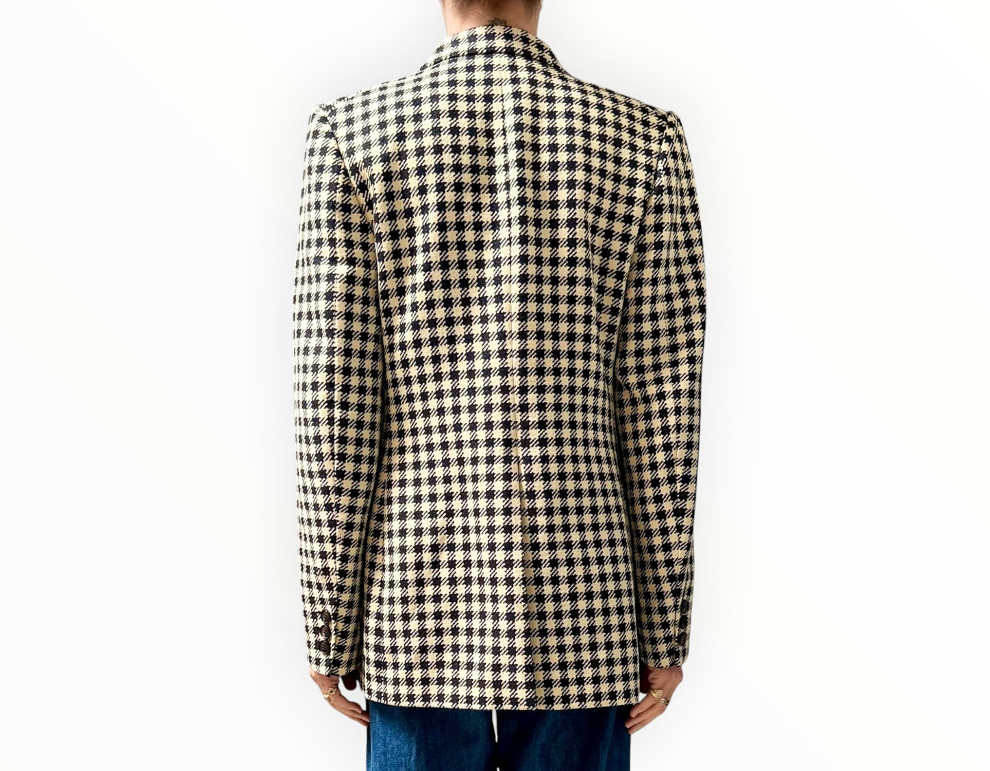 Victoria Beckham Houndstooth Tweed Blazer - Black/Cream - Size AU12