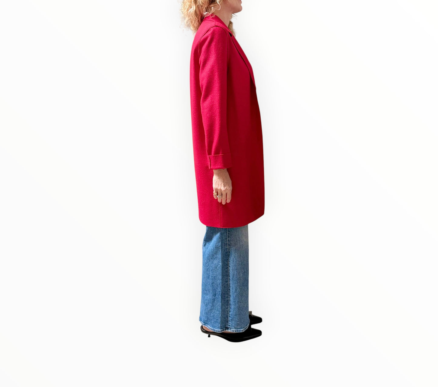 Harris Wharf Press Stud Coat - Red - Size 40