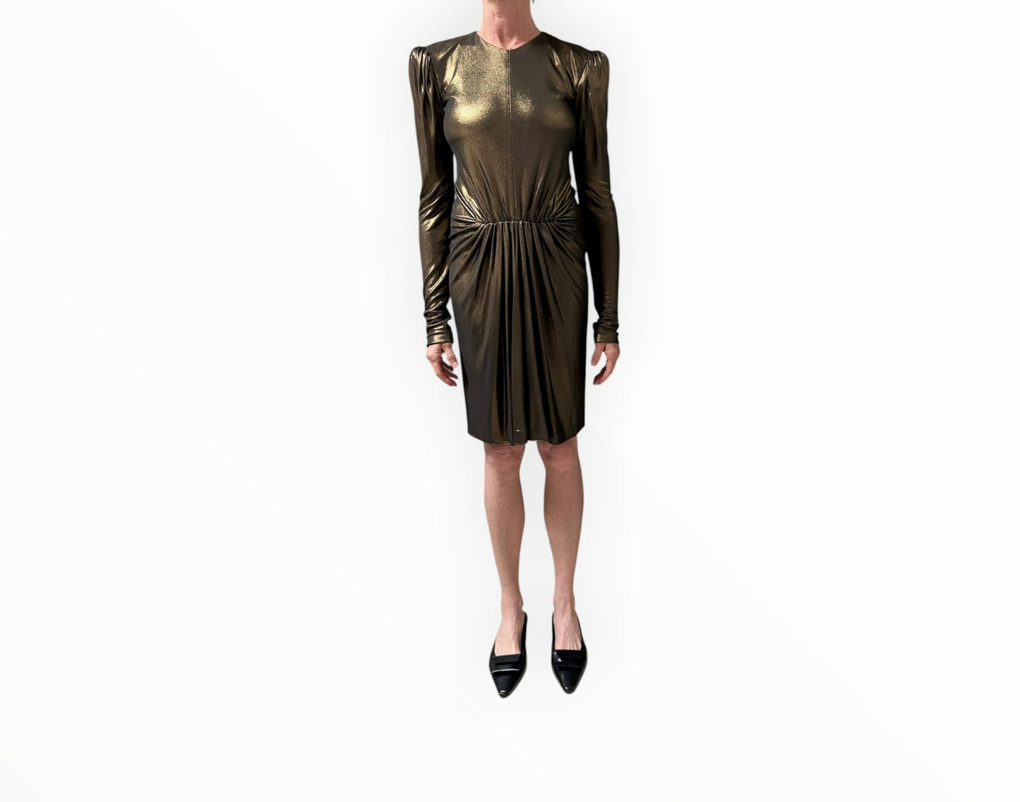 Saint Laurent Lurex Mini Dress - Gold - Size 34