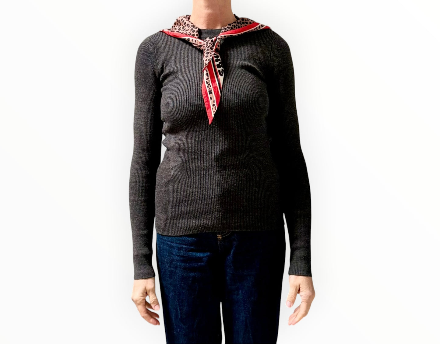 Sandro Hooded Rib Top- Multi - Size S