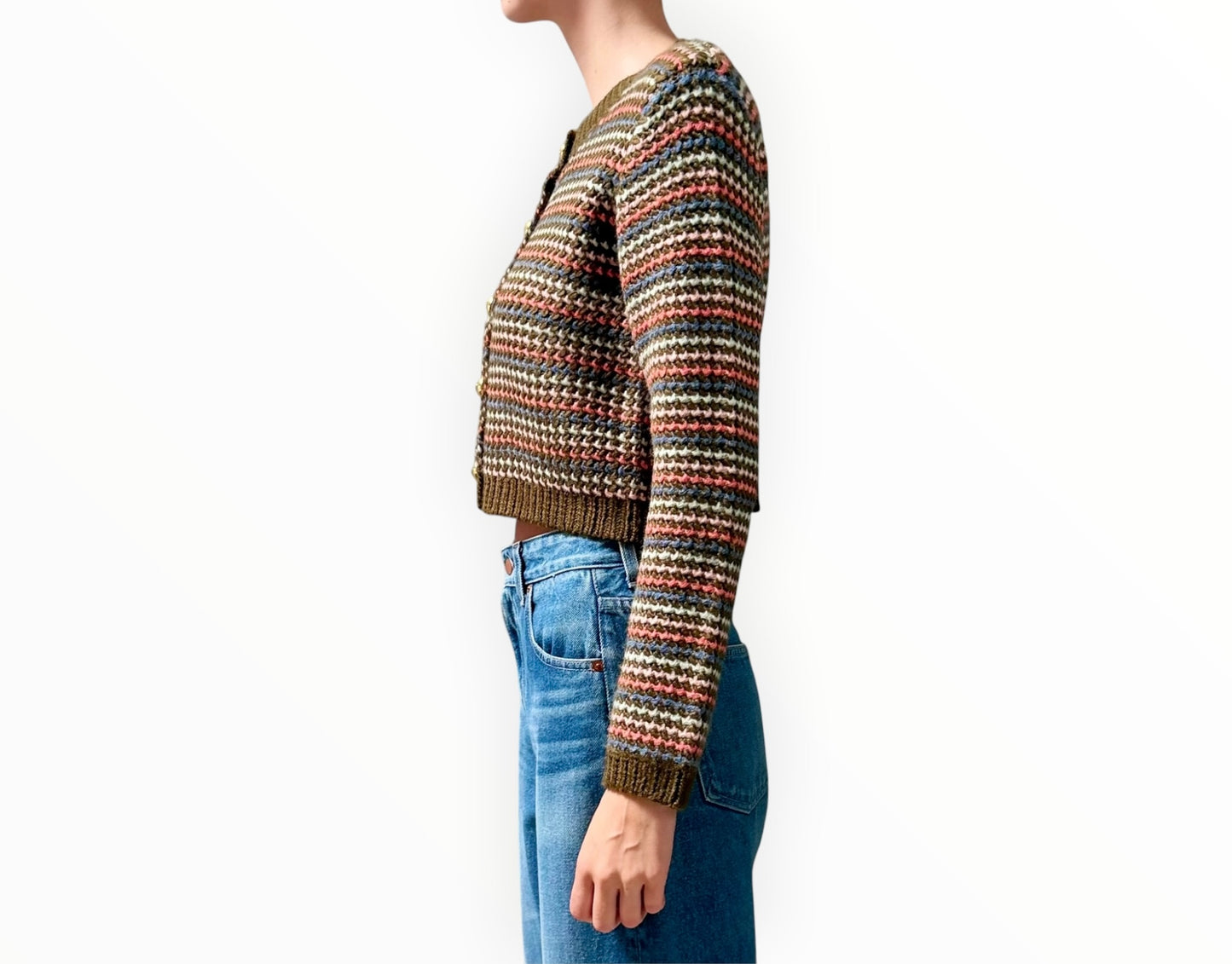 Cinq A Sept Chunky Rib Cardigan - Khaki - Size S