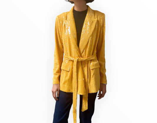 L'Agence Jordana Wrap Blazer - Yellow - Size M