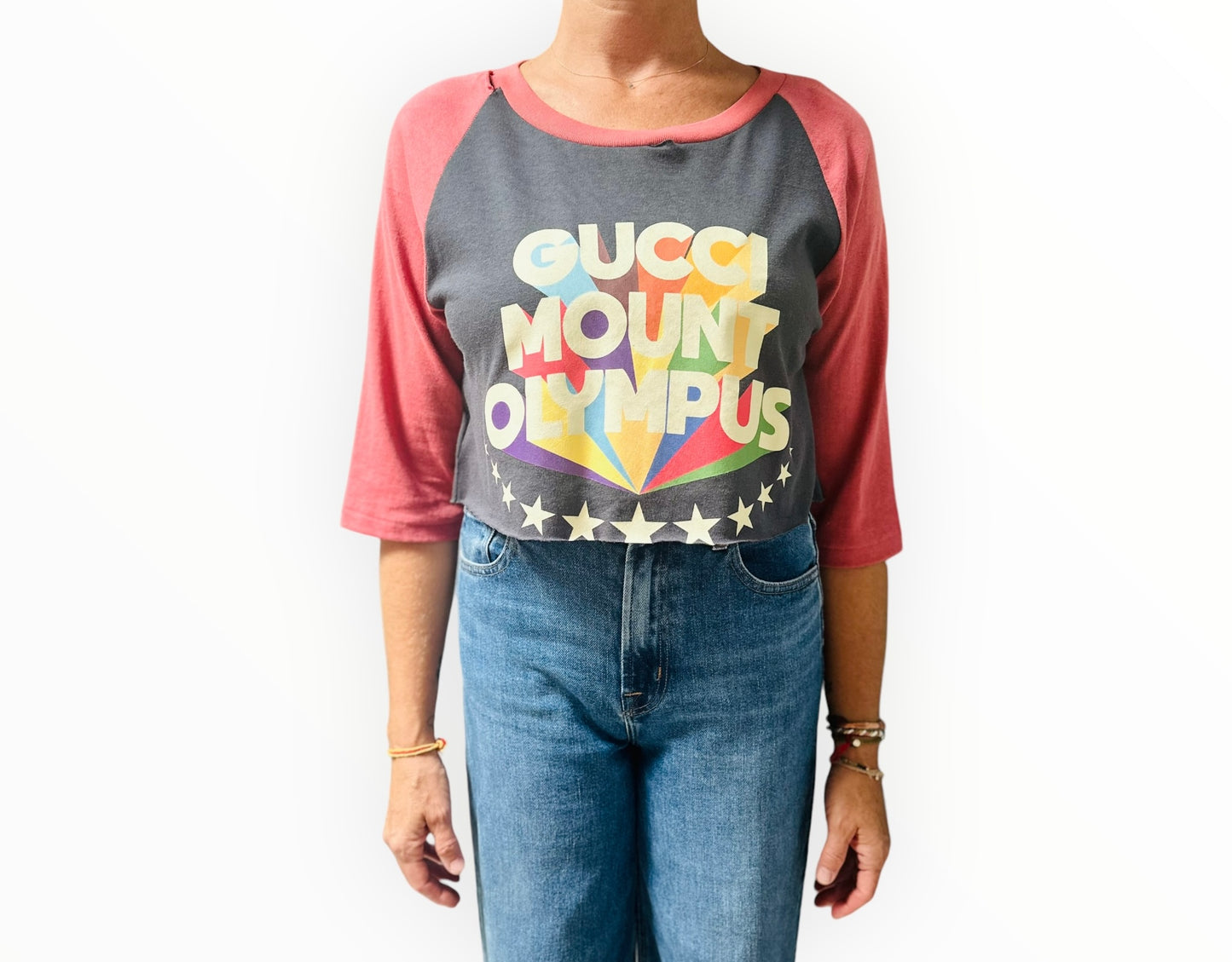 RT006227 - Gucci Mount Olympus Cropped Tee - Charcoal/Melon - Size M