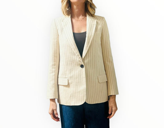 Nili Lotan Striped Blazer - Cream/Black - Size AU6
