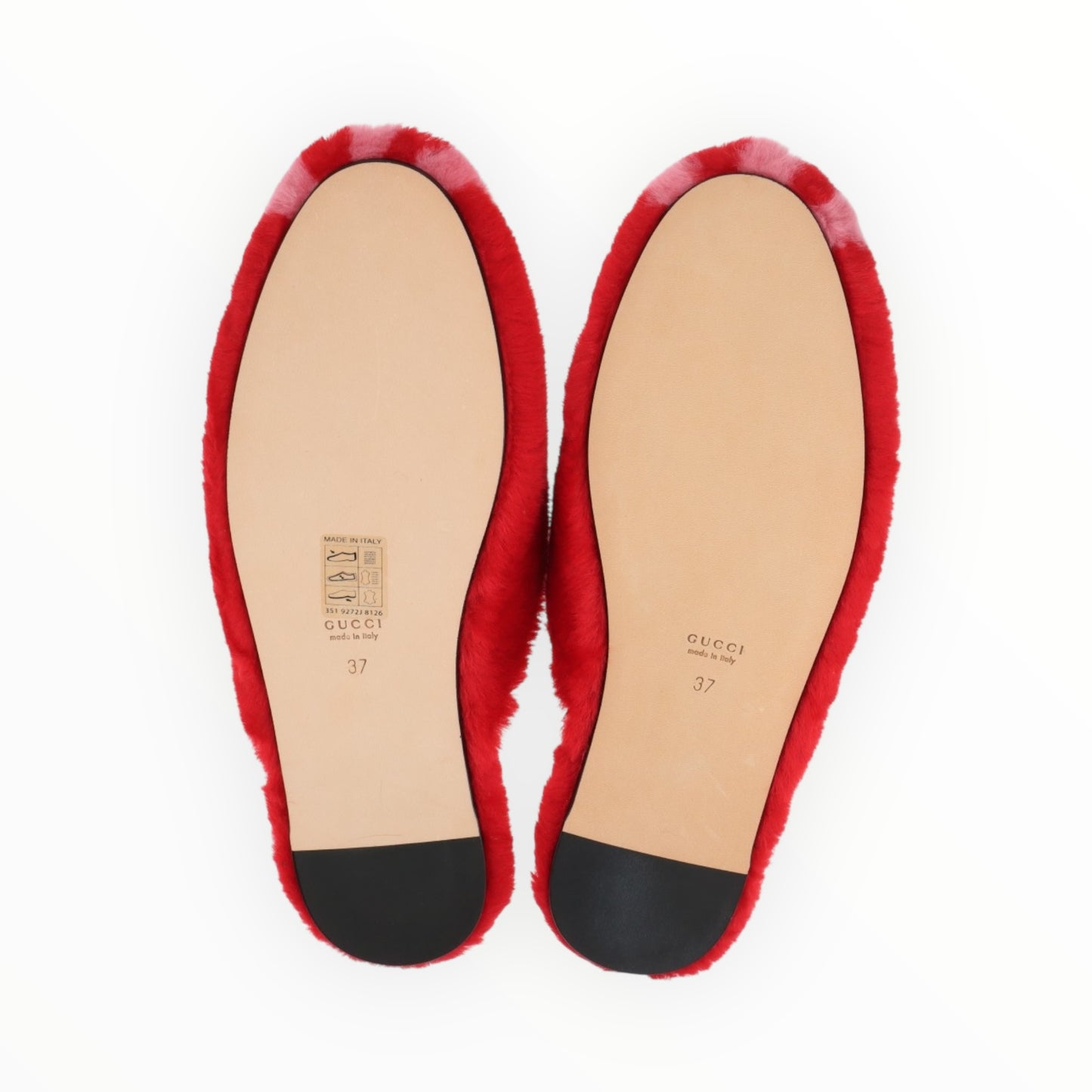 Gucci x Adidas Fur Horsebit Slides - Pink/Red - Size 37