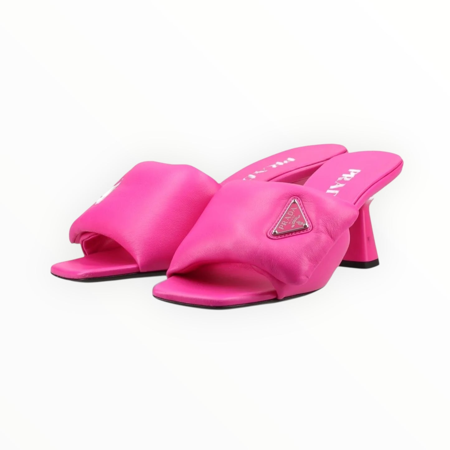 Prada Padded Leather Mules - Pink - Size 37