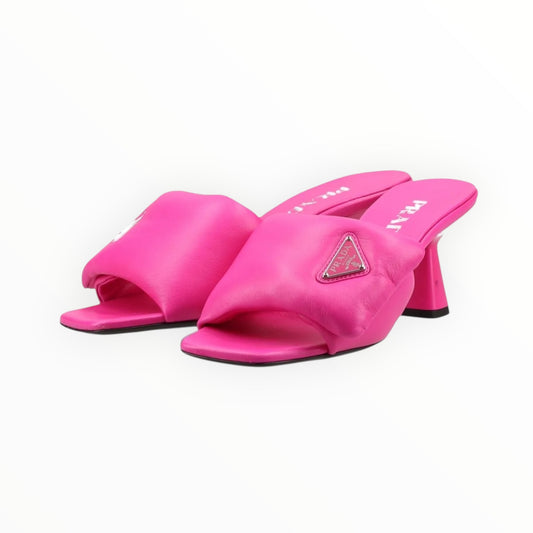 Prada Padded Leather Mules - Pink - Size 37