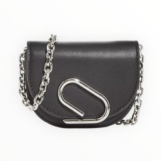 3.1 Phillip Lim Alix Mini Leather Card Case Crossbody - Black - Size W11cm x H9cm x D2.5cm