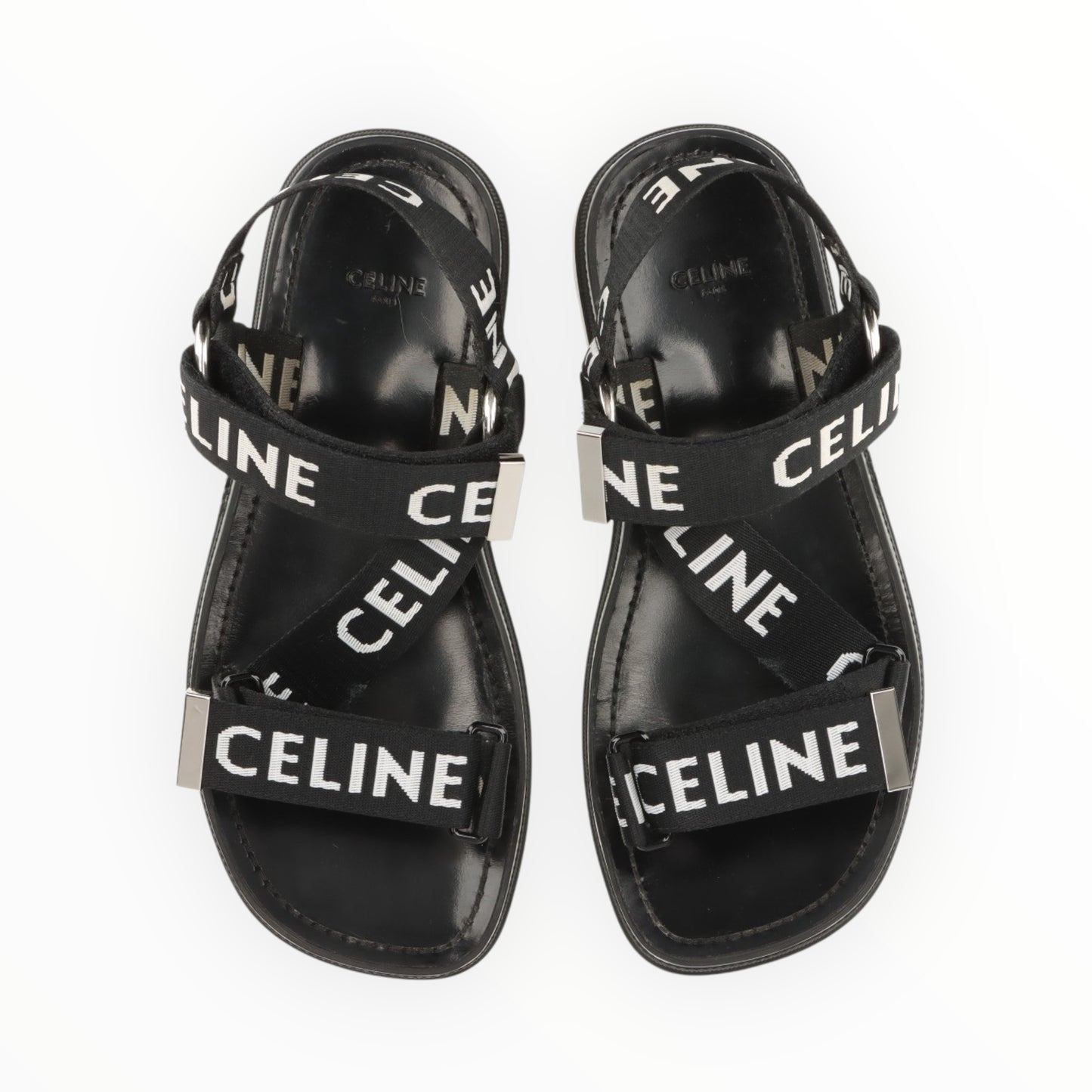 Celine Leo Strappy Sandals - Black/White - Size 40