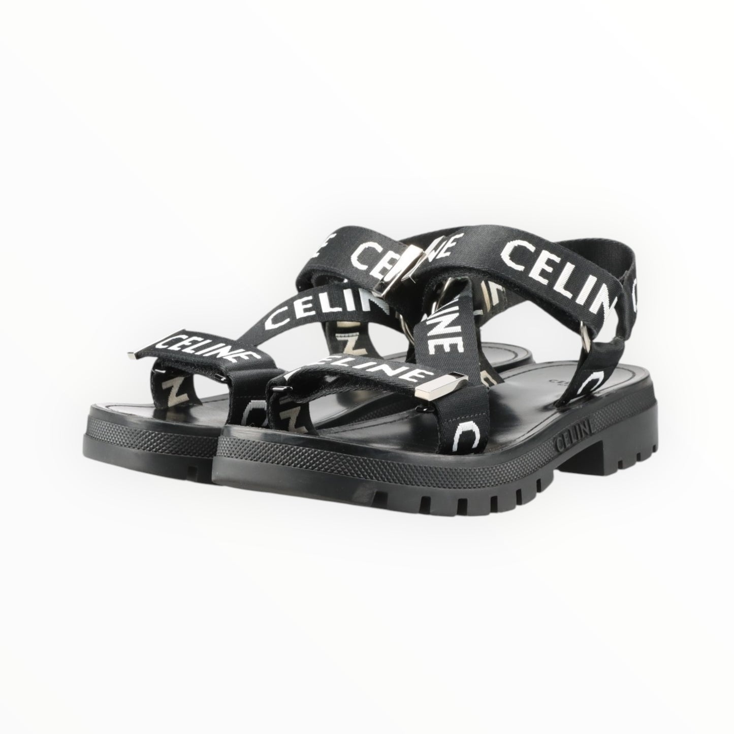 Celine Leo Strappy Sandals - Black/White - Size 40