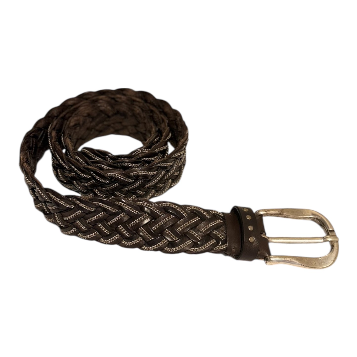 Post & Co Plaited Belt - Dark Brown -  Size 90cm