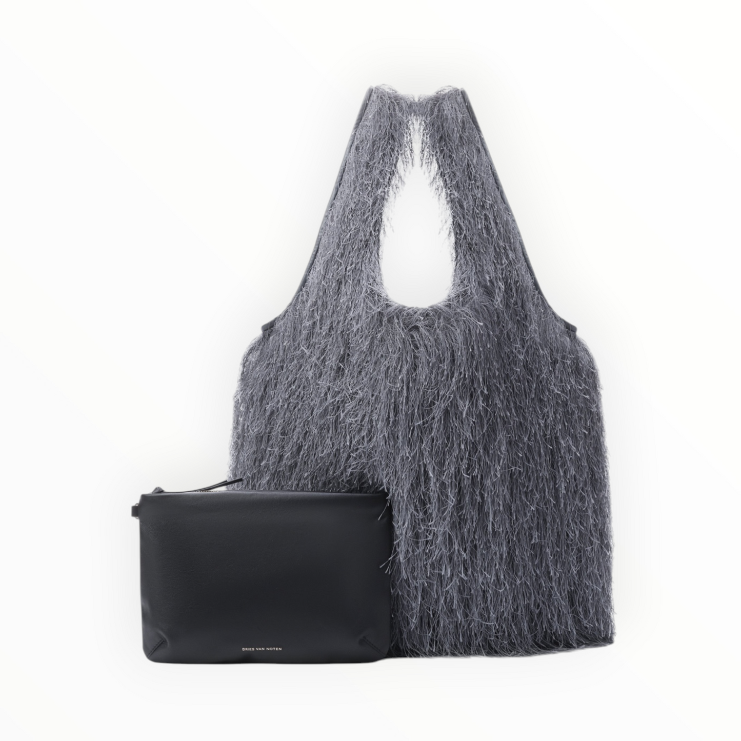 RT006228 - Dries Van Noten Fringing Large Tote Bag - Dark Grey