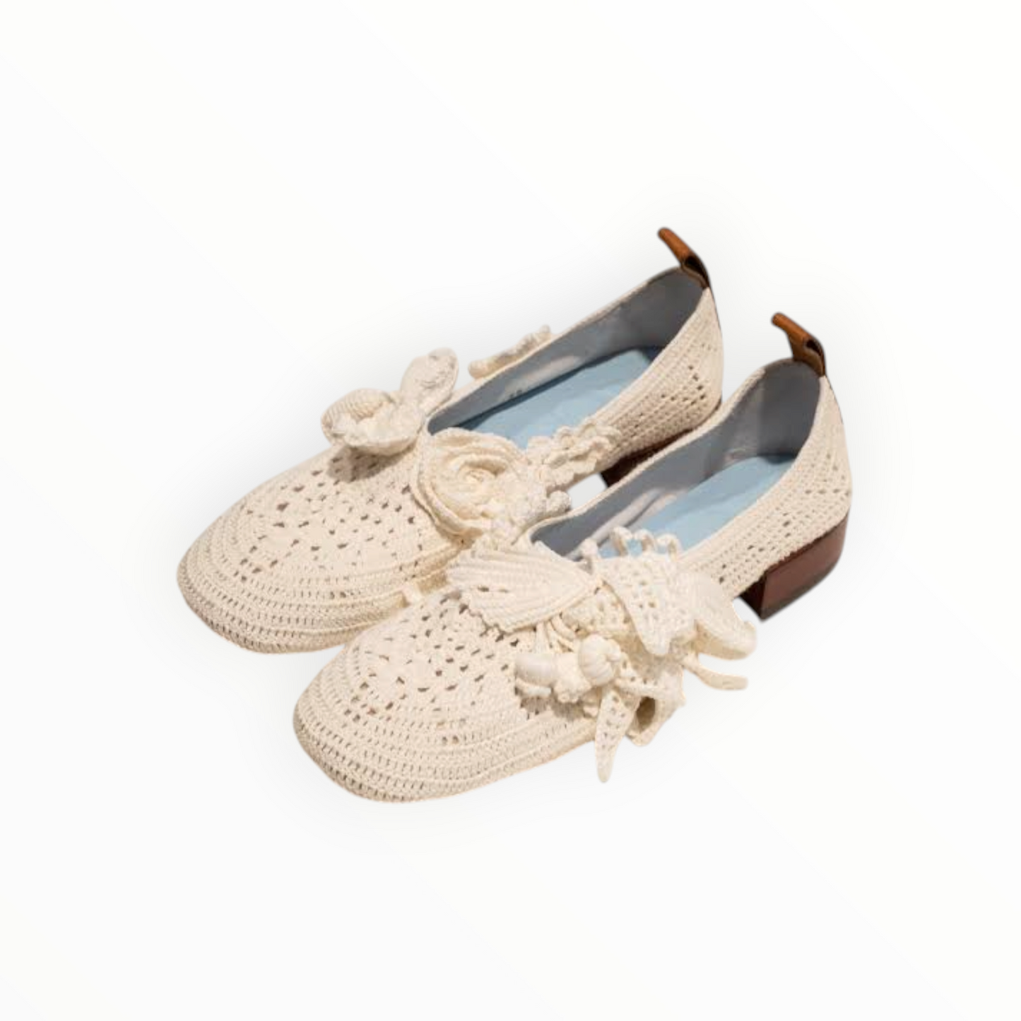 RT6222 - Loewe Floral Crochet Flats – Ivory - Size 38