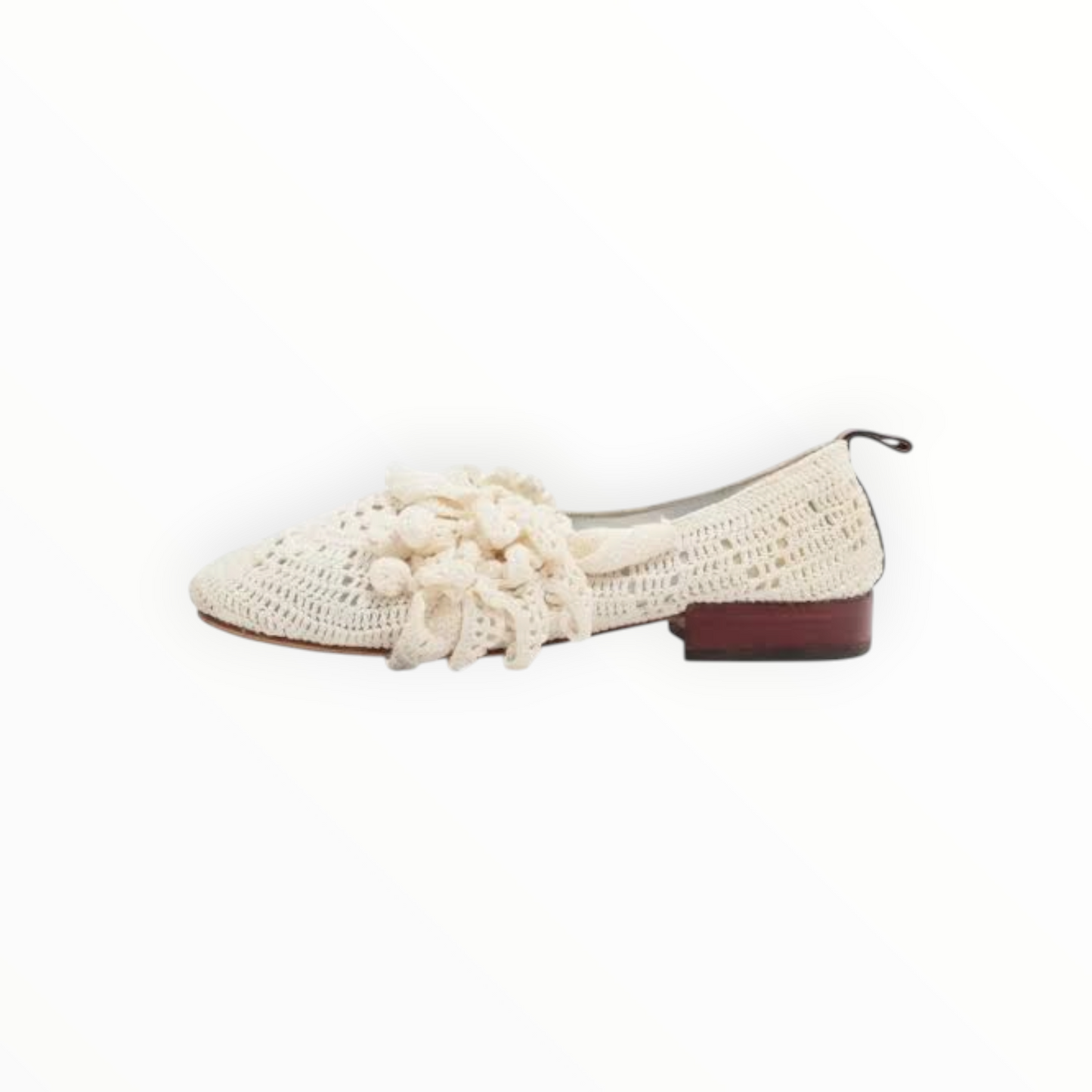 RT6222 - Loewe Floral Crochet Flats – Ivory - Size 38