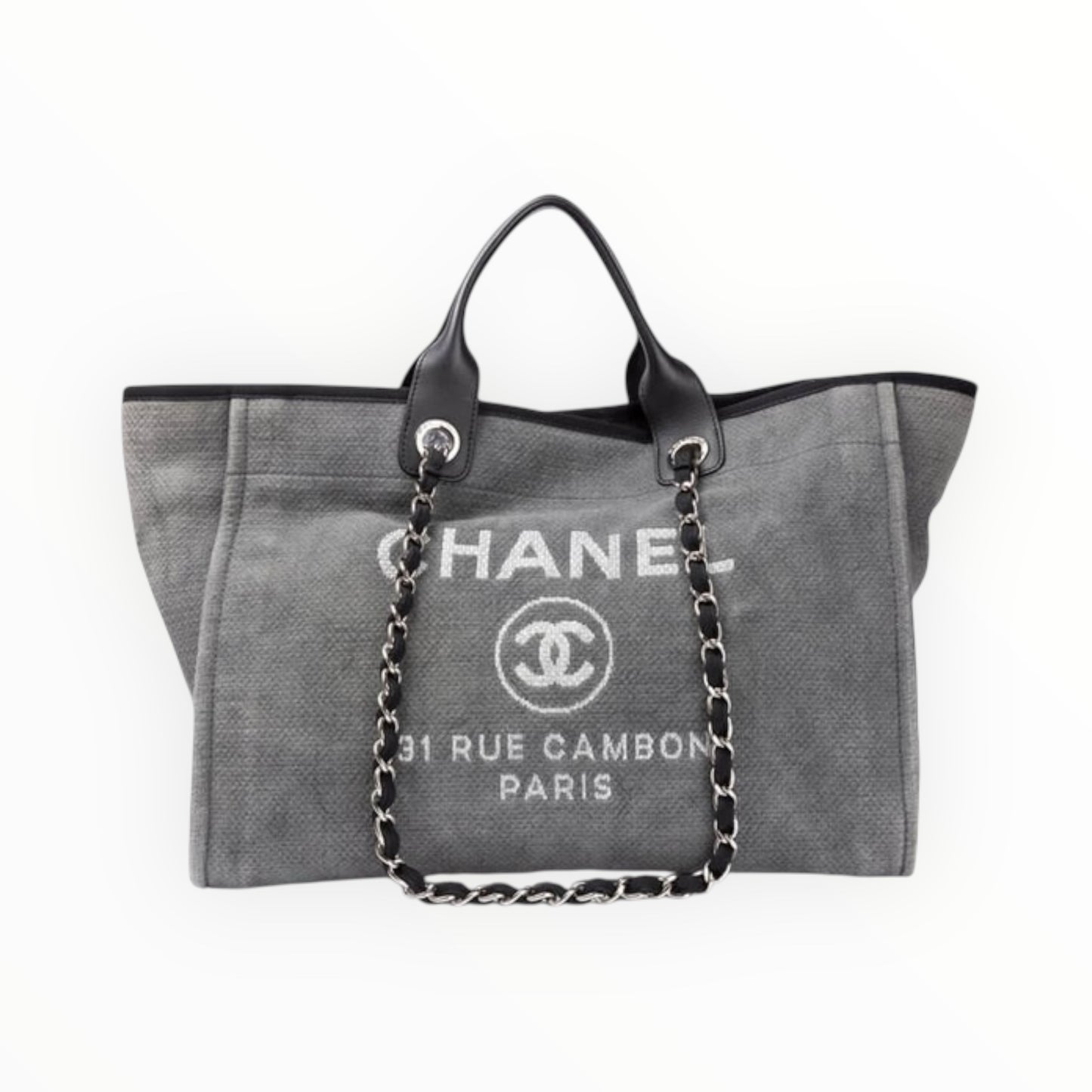 Chanel XL Deauville Tote - Gray/Black - W50cm x H40cm x D20cm