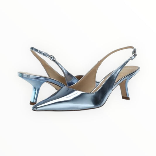 Sam Edelman Bianka Slingback Patent Pumps - Blue Metallic - Size 9.5