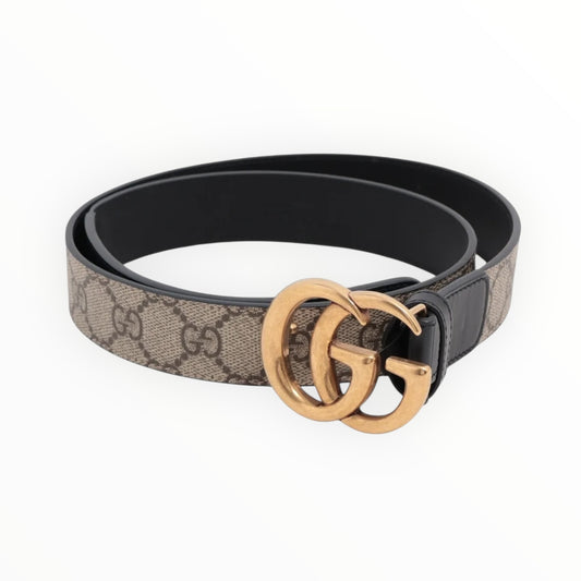 Gucci Double G Belt - Beige/Black - Size 85