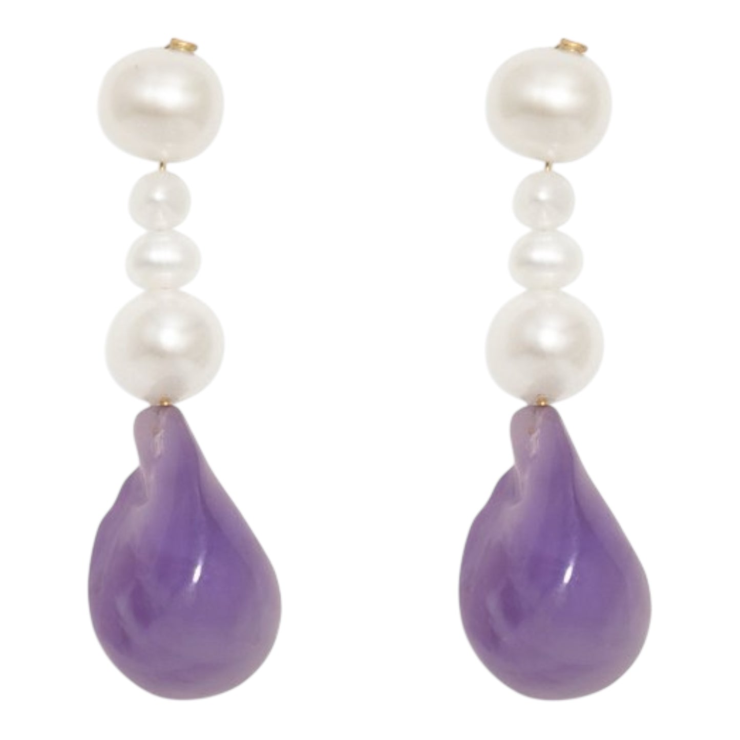 Completedworks Cultured Pearl Drop Earrings - Purple/White
