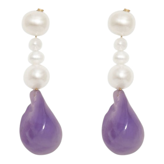 Completedworks Cultured Pearl Drop Earrings - Purple/White