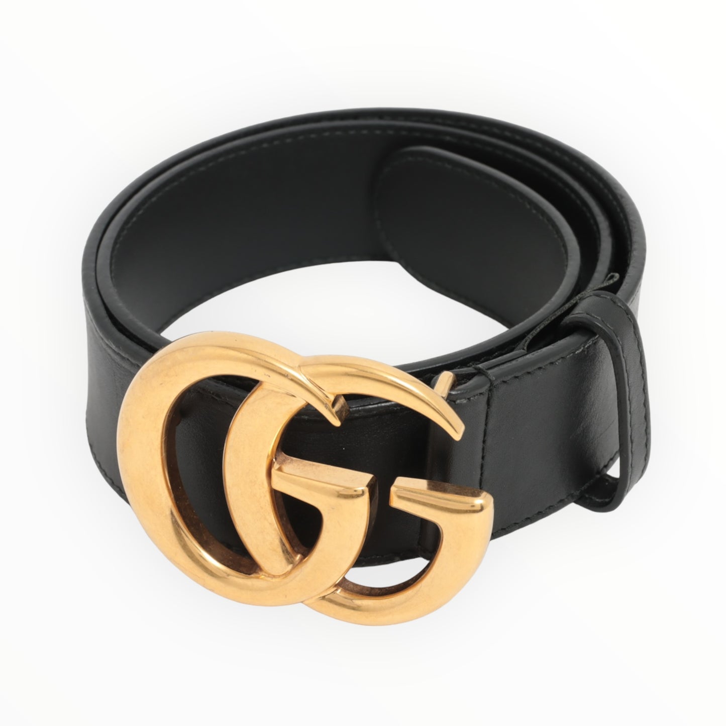 Gucci Black Belt with Gold Hardware - Size 95cm