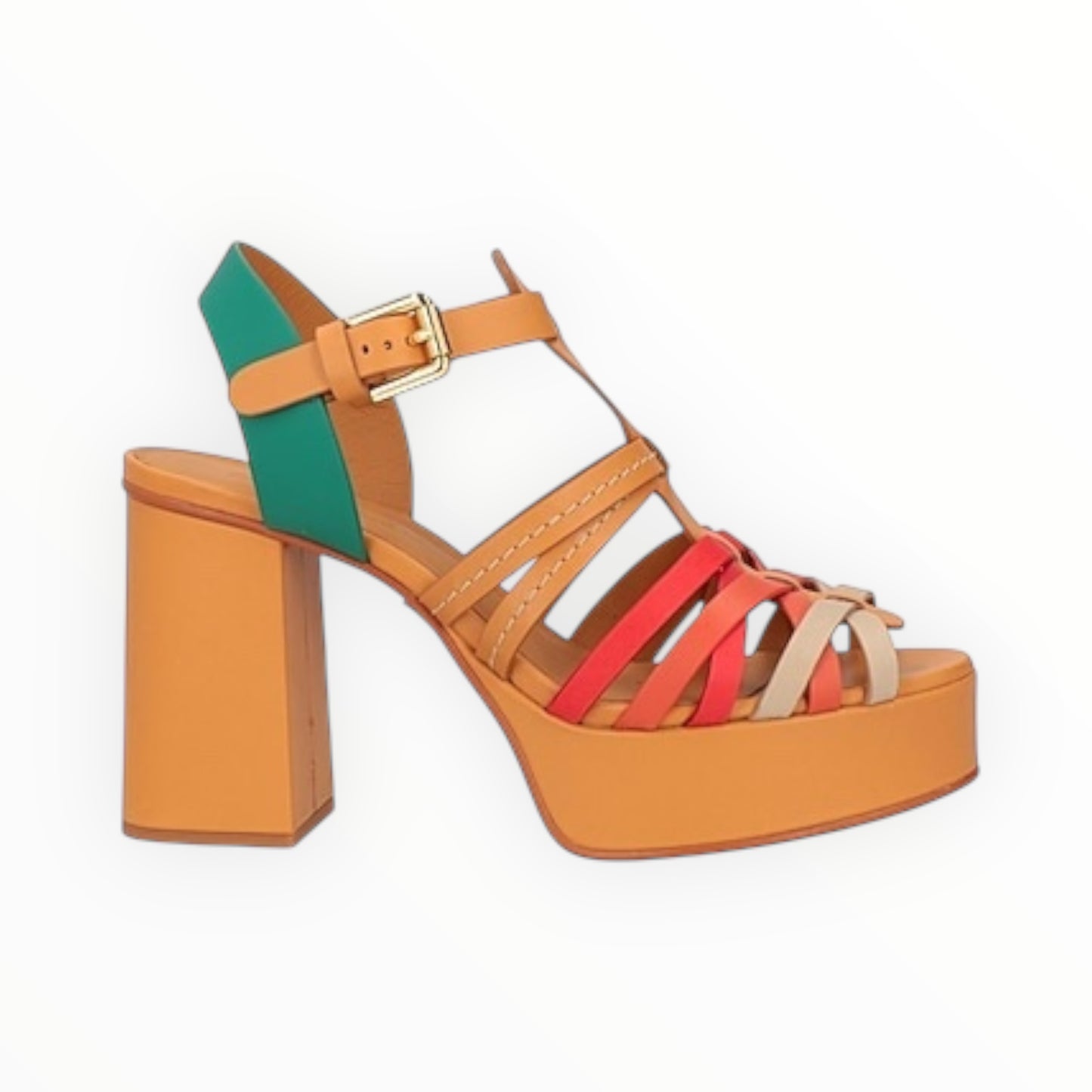 See by Chloe Peep Toe Platform Sandals -  Red - Size 40